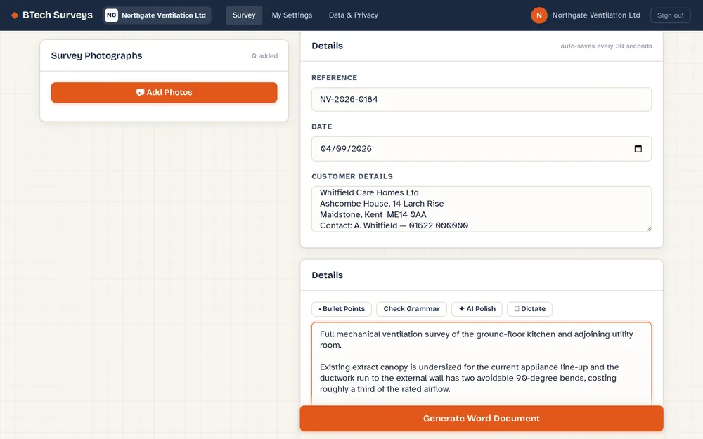 Screenshot of Survey Generator